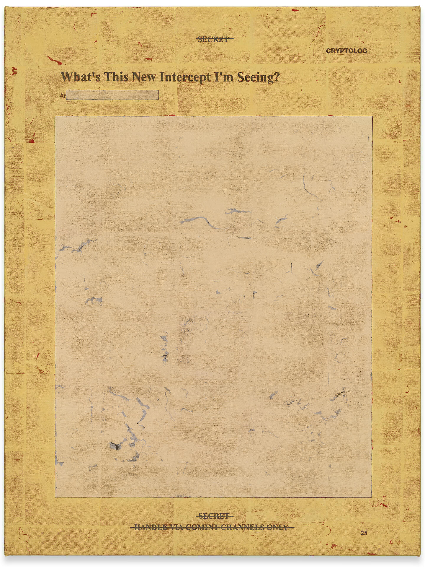 Jenny Holzer What's This, 2024 Text: U.S. government document 24k gold and Caplain leaf and oil on linen 61 x 46.2 x 3.8 cm | 24 x 18 1/8 x 1 1/2 inches © 2024, Jenny Holzer, member Artists Rights Society&nbsp; (ARS), New York Courtesy Sprüth Magers&nbsp; Photo: Sveva Costa Sanseverino Reproduction Agreement