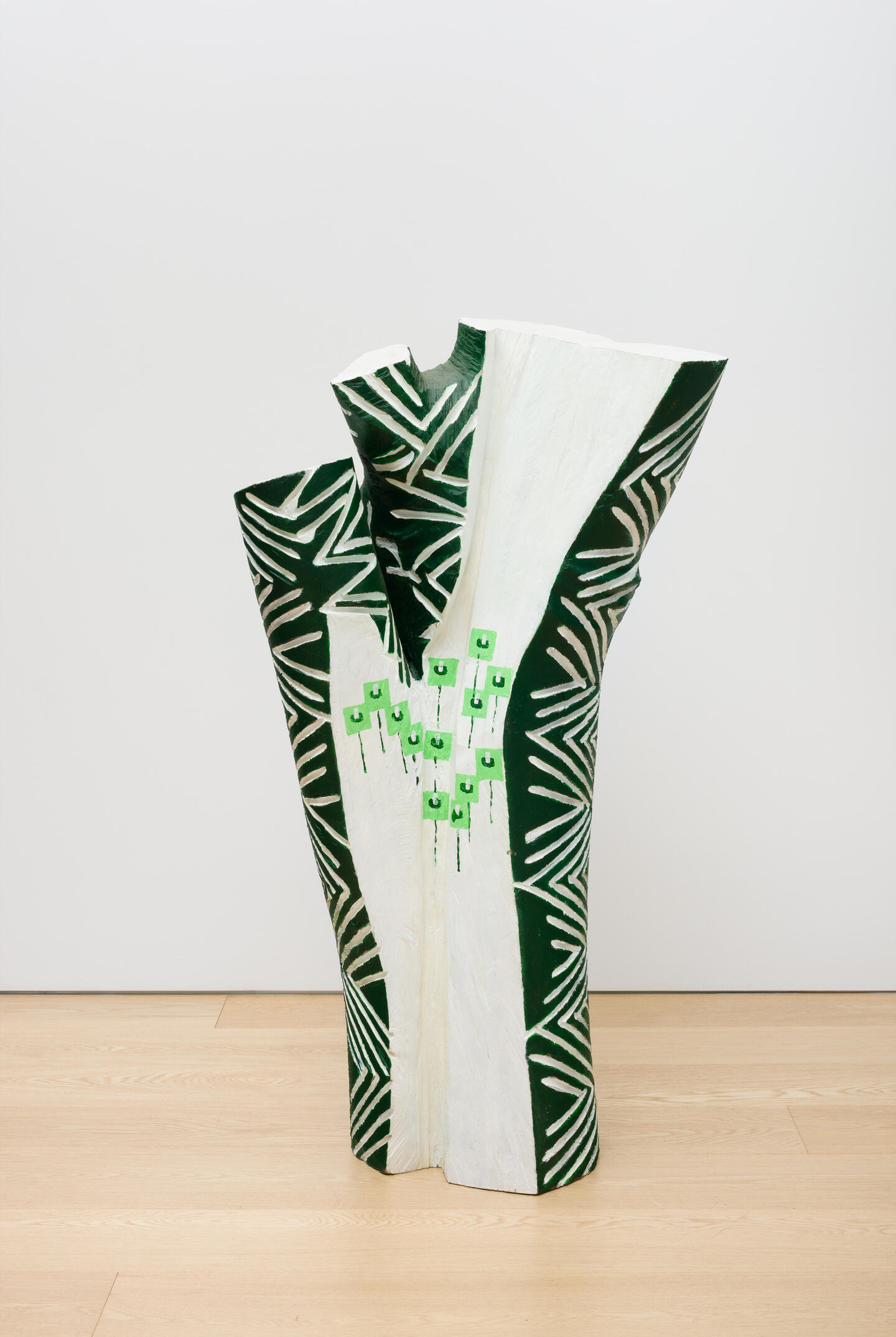 KIM YUN SHIN Add Two Add One, Divide Two Divide One 2022-12, 2022&nbsp; acrylic on zelkova tree 48.03 x 25.59 x 22.44 inches&nbsp; 122 x 65 x 57 cm Courtesy the artist, Lehmann Maupin, New York, Seoul, and&nbsp; London; and Kukje Gallery, Seoul and Busan.